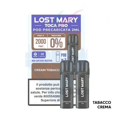 CREAM TOBACCO 0mg - Pod Precaricata TOCA PRO - 2 Pezzi - Elf Bar