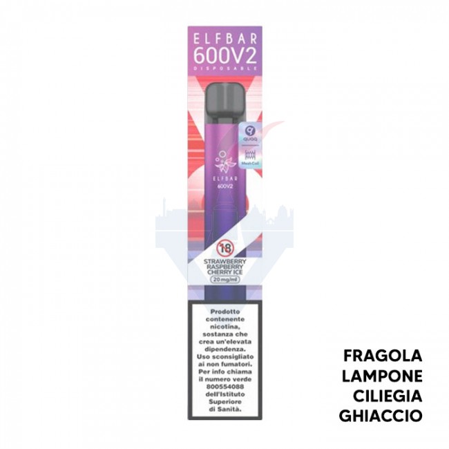 STRAWBERRY RASPBERRY CHERRY ICE V2 Disposable - 600 Puff - Vape Pen Usa e  Getta