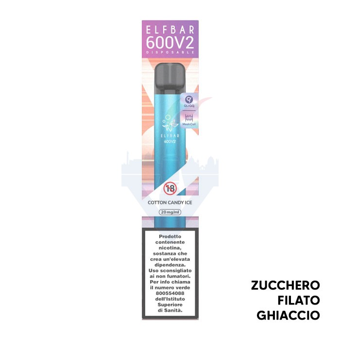 COTTON CANDY ICE V2 Disposable - 600 Puff - Vape Pen Usa e Getta - Elf Bar