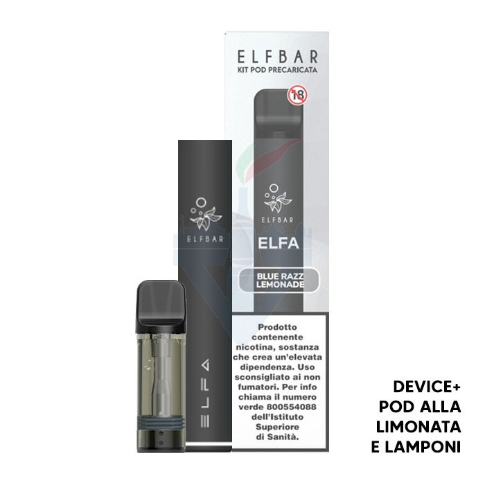 ELFA Device + Pod Precaricata BLUE RAZZ LEMONADE 20mg - Elf Bar