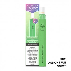 KIWI PASSION FRUIT GUAVA 20mg T600 V2 Disposable - 600 Puff - Vape Pen Usa e Getta - Elf Bar