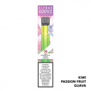 KIWI PASSION FRUIT GUAVA V2 Disposable - 600 Puff - Vape Pen Usa e Getta - Elf Bar