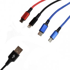 Cavo USB 4in1 2x Lightning + MicroUSB + Type C 2.8A